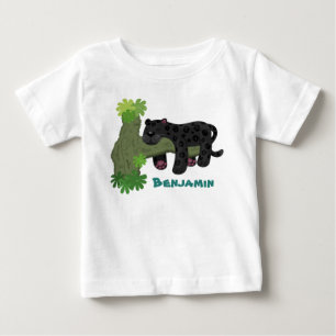 T-shirt Pour Bébé Image de dessin animé de chat en panthère noire ja