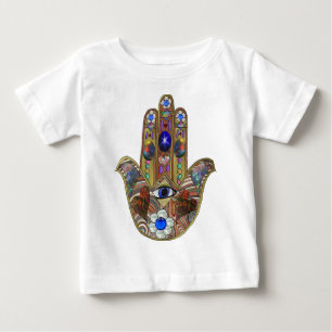 T-shirt Pour Bébé Impression d'art opale cœurs Hamsa Judaica