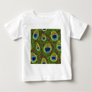 T-shirt Pour Bébé Impression de plumes de paon colorées RAB Rockabil