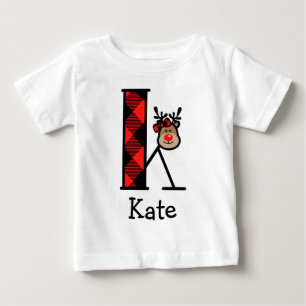 T-shirt Pour Bébé Initiale K de pièce en t de ruche de plaid de No