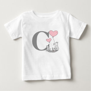 T-shirt Pour Bébé Initiale rose de ballons de coeur de Fox de mère
