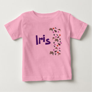 T-shirt Pour Bébé Iris, prénom avec faune australienne,