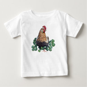 T-shirt Pour Bébé Irish Farmhouse Coq mignon dans Bébé de trèfle