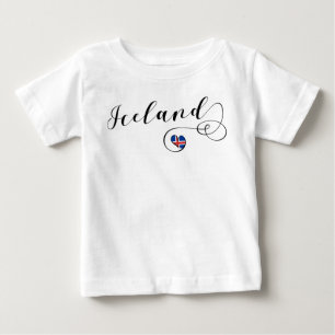 T-shirt Pour Bébé Islande Heart, Drapeau islandais