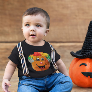 T-shirt Pour Bébé Jack o' Lantern Clown Face, Citrouille d'Halloween