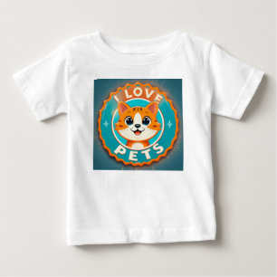 T-shirt Pour Bébé J'adore les animaux de compagnie chat mignon