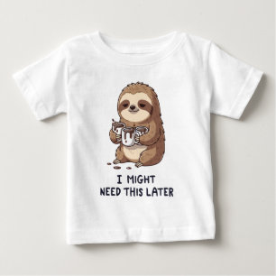 T-shirt Pour Bébé J'Ai Peut-Être Besoin De Café Plus Tard - Lazy Slo