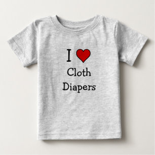 T-shirt Pour Bébé J'aime la chemise de couches-culottes de tissu