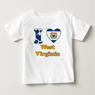 T-shirt Pour Bébé J'aime la Virginie-Occidentale