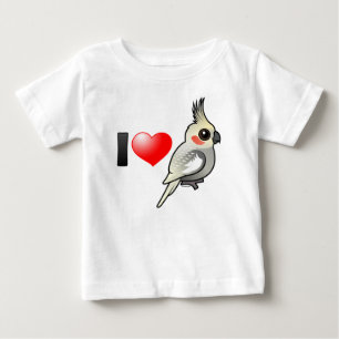 T-shirt Pour Bébé J'aime les Cockatiels ornés de paillettes
