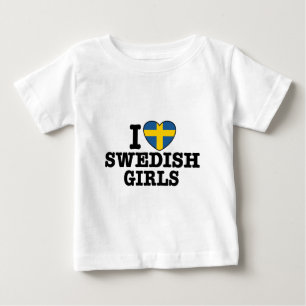 T-shirt Pour Bébé J'aime les filles suédoises