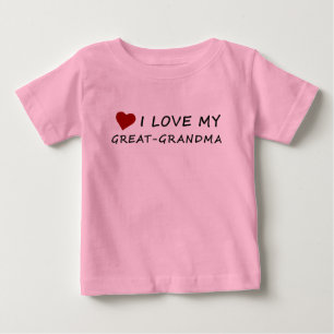 T-shirt Pour Bébé J'aime ma Grand-Grand-maman avec le coeur