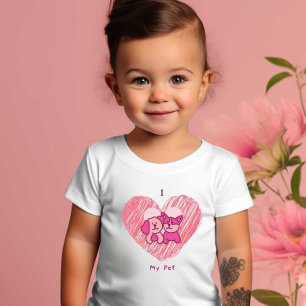 T-shirt Pour Bébé J'aime mon animal de compagnie Imprimer moderne Bl
