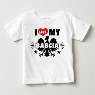 T-shirt Pour Bébé J'Aime Mon Babcia