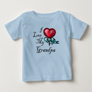 T-shirt Pour Bébé J'Aime Mon Grand-Père Coeur Lollipop