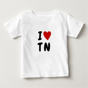T-shirt Pour Bébé J'aime T N Cœur texte personnalisé TN Tennessee
