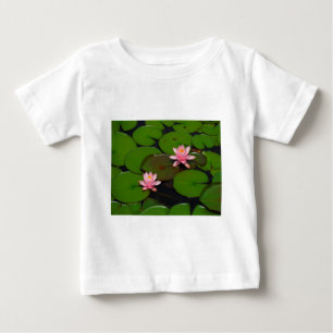 T-shirt Pour Bébé Jardin de fleurs de laine d'eau de lotus rose,