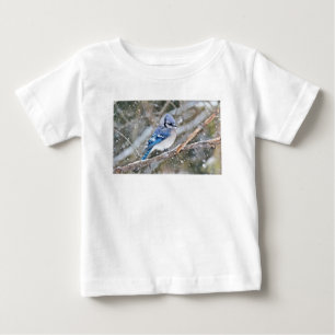 T-shirt Pour Bébé Jay bleu dans une tempête de neige
