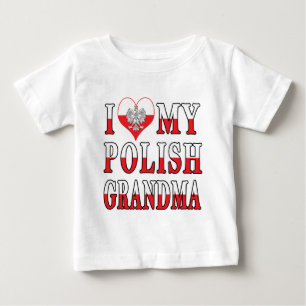 T-shirt Pour Bébé J'Coeur Ma grand-mère polonaise
