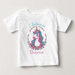 T-shirt Pour Bébé Je crois aux licornes