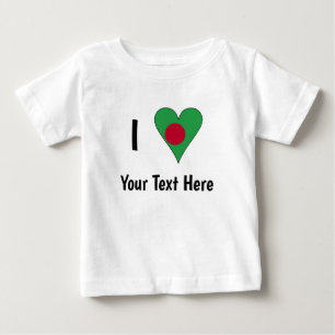 T-shirt Pour Bébé Je (drapeau bangladais cœur amour) Personnalisé