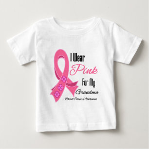 T-shirt Pour Bébé Je porte la grand-maman rose de cancer du sein de