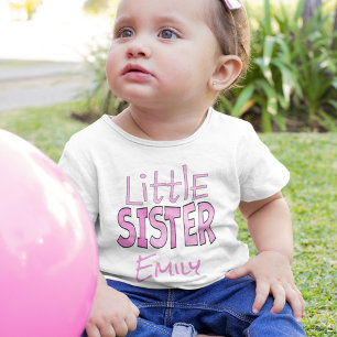 T-shirt Pour Bébé Je suis la petite soeur mignonne rose moderne