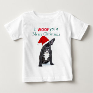 T-shirt Pour Bébé "Je t'ai fait un joyeux Noël" Bulldog Puppy