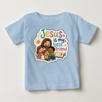 T-shirt Pour Bébé Jésus est mon meilleur ami Enfants mignons Chrétie