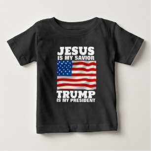 T-SHIRT POUR BÉBÉ JÉSUS EST MON SAUVEUR TRUMP EST MON PRÉSIDENT TODD