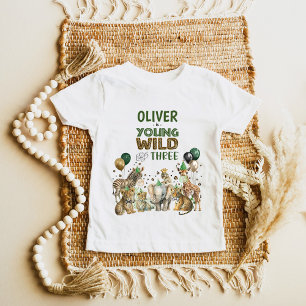 T-shirt Pour Bébé Jeunes animaux sauvages et trois parties Garçon 3e