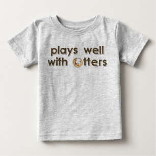 T-shirt Pour Bébé Jeux bien avec des loutres