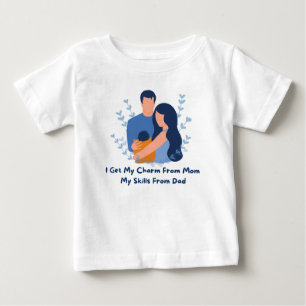 T-shirt Pour Bébé 👶 "J'Obtiens Mon Charme De Maman, Mes Compétences