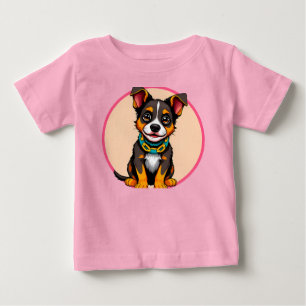 T-shirt Pour Bébé 🌸 Joie Ludique de Toutou Mignon Style de Bébé Dou