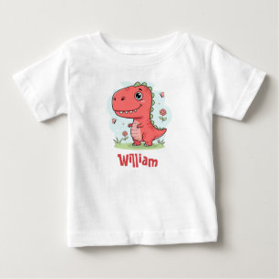T-shirt Pour Bébé Joli bébé dinosaure rouge