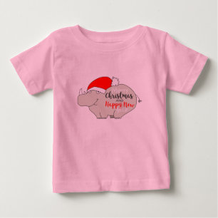T-shirt Pour Bébé Joli bébé rhinocéros de dessin animé drôle rose jo