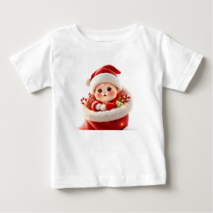 T-shirt Pour Bébé Joli bébé Santa – Cadeau de Noël adorable Kawaii