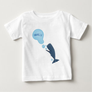 T-shirt Pour Bébé Joli cachalot soufflant des bulles dessin animé