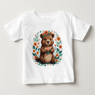 T-shirt Pour Bébé Joli castor floral