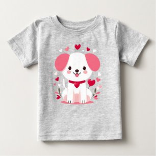 T-shirt Pour Bébé Joli chiot fantaisiste de la Saint-Valentin