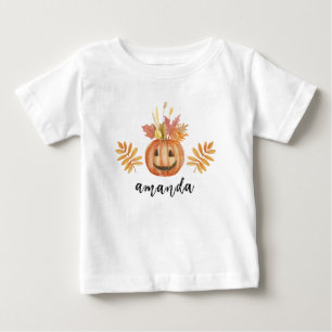 T-shirt Pour Bébé Joli Citrouille Fleur Halloween automne