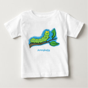 T-shirt Pour Bébé Joli dessin animé de chenille verte mignonne