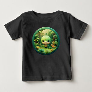 T-shirt Pour Bébé Joli dinosaure de dessin animé dans une forêt de b