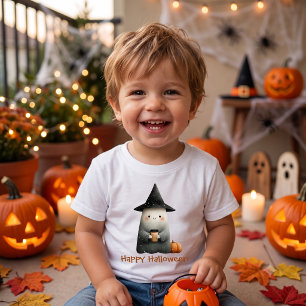 T-shirt Pour Bébé Joli Fantôme avec Café Halloween
