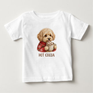 T-shirt Pour Bébé Joli Goldendoodle Buvant du Chocolat Chaud Noël Sw