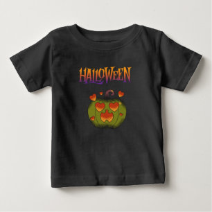 T-shirt Pour Bébé Joli Halloween effrayant élégant vert & orange
