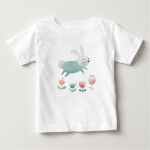 T-shirt Pour Bébé Joli lapin et fleurs à l'aquarelle