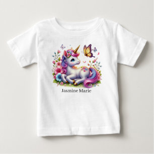 T-shirt Pour Bébé Joli licorne ajouter nom fantaisie Bébé