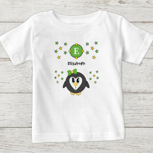 T-shirt Pour Bébé Joli nom de manchot étoiles jaune vert