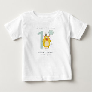 T-shirt Pour Bébé Joli Petit Monstre Jaune À Tout Âge Anniversaire